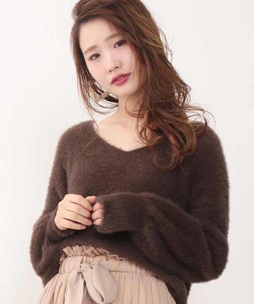 one after another NICE CLAUP（ワンアフターアナザーナイスクラップ）の「ふわふわニット（ニット/セーター・レディース・ブラウン/ピンク/ベージュ/アイボリー・FREE）」の3枚目の写真