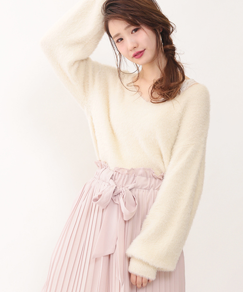 one after another NICE CLAUP（ワンアフターアナザーナイスクラップ）の「ふわふわニット（ニット/セーター・レディース・ブラウン/ピンク/ベージュ/アイボリー・FREE）」の2枚目の写真