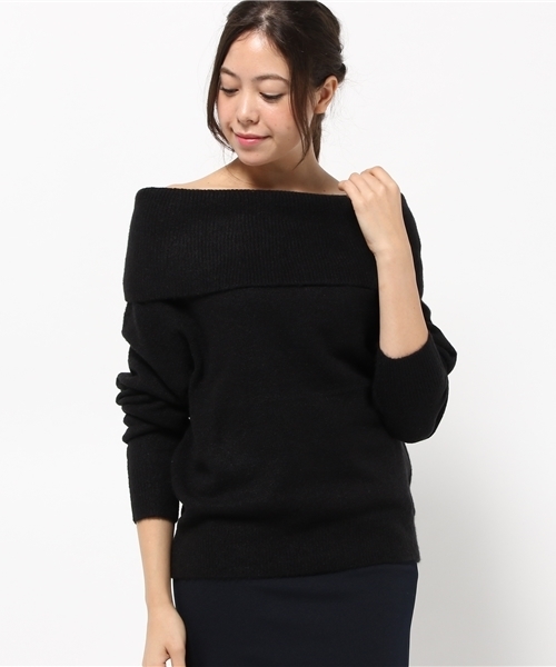 mysty woman（ミスティウーマン）の「ストレッチ太巾オフショルダー（ニット/セーター・レディース・ブラック/ライトベージュ/ピンク系その他/トップグレー/アイボリー/ネイビー・FREE）」の15枚目の写真