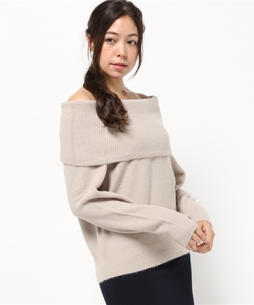 mysty woman（ミスティウーマン）の「ストレッチ太巾オフショルダー（ニット/セーター・レディース・ブラック/ライトベージュ/ピンク系その他/トップグレー/アイボリー/ネイビー・FREE）」の16枚目の写真