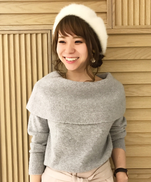 mysty woman（ミスティウーマン）の「ストレッチ太巾オフショルダー（ニット/セーター・レディース・ブラック/ライトベージュ/ピンク系その他/トップグレー/アイボリー/ネイビー・FREE）」の18枚目の写真