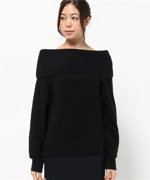 mysty woman（ミスティウーマン）の「ストレッチ太巾オフショルダー（ニット/セーター・レディース・ブラック/ライトベージュ/ピンク系その他/トップグレー/アイボリー/ネイビー・FREE）」の7枚目の写真