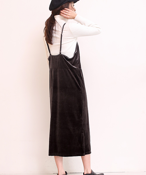 Bou Jeloud(ブージュルード)の「ベロアキャミソールワンピース(ワンピース・レディース・ダークグレー/カーキ・FREE)」の15枚目の写真