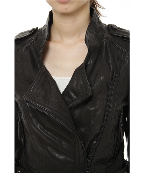 GRACE CONTINENTAL（グレースコンチネンタル）の「ショートライダース（ライダースジャケット・レディース・ベージュ/グレー/ブラック・36/38）」の6枚目の写真