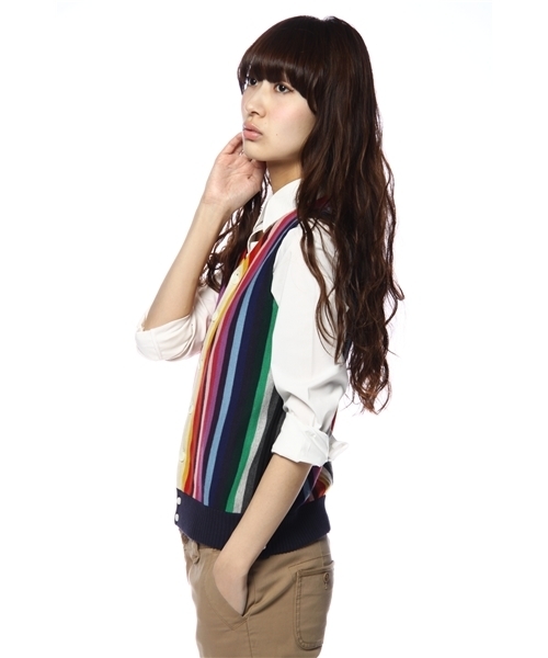 BEAMS BOY（ビームスボーイ）の「BEAMS BOY / 12G 1.5cマルチストライプ ベスト（ベスト・レディース・その他1・ONE SIZE）」の2枚目の写真