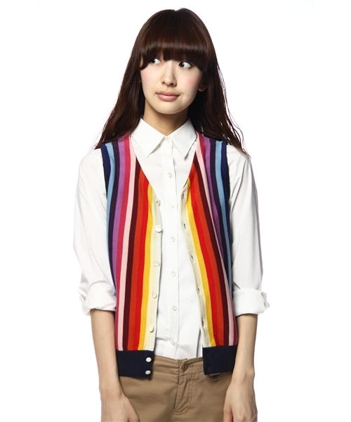 BEAMS BOY（ビームスボーイ）の「BEAMS BOY / 12G 1.5cマルチストライプ ベスト（ベスト・レディース・その他1・ONE SIZE）」の4枚目の写真