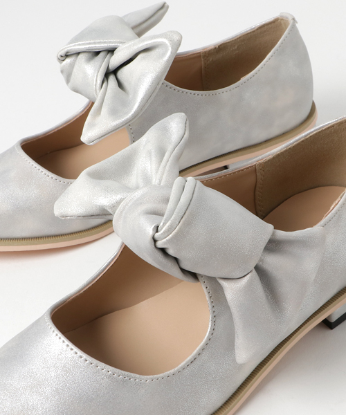 merlot plus（メルロープリュス）の「リボンマニッシュシューズ000-1489S（ローファー・レディース・オフホワイト/シルバー/ブラック/ピンク・M/L/S/LL）」の9枚目の写真