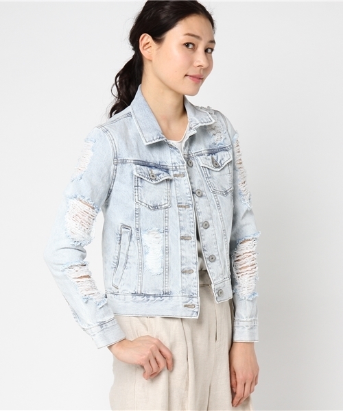 VENCEEXCHANGE(ヴァンスエクスチェンジ)の「クラッシュデニムGジャン (デニムジャケット・レディース・ライトブルー・MEDIUM)」の12枚目の写真