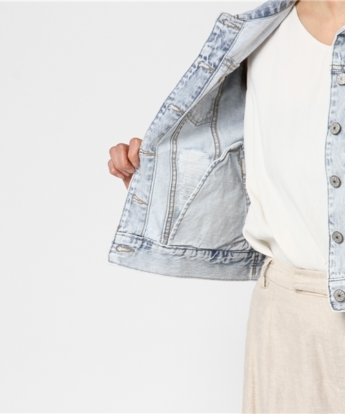 VENCEEXCHANGE(ヴァンスエクスチェンジ)の「クラッシュデニムGジャン (デニムジャケット・レディース・ライトブルー・MEDIUM)」の10枚目の写真