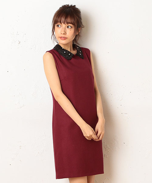 美品☆miiaビジューワンピース MIIA（ミーア）の「ビジューカラーサックワンピース（ワンピース