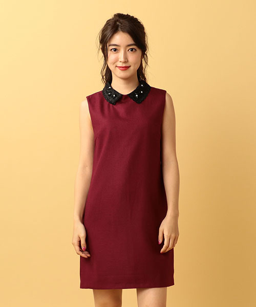 MIIA（ミーア）の「ビジューカラーサックワンピース（ワンピース