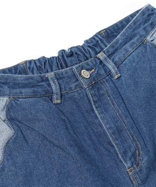 MERLOT（メルロー）の「デニム配色スカラップポケットテーパードパンツ000-5527（デニムパンツ・レディース・ブルー/ネイビー・FREE）」の8枚目の写真