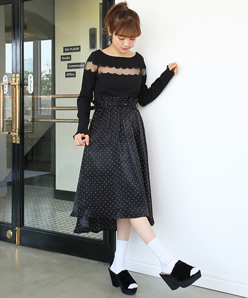 one after another NICE CLAUP（ワンアフターアナザーナイスクラップ）の「ツヤツヤスカート（スカート・レディース・ピンク/ボルドー/ドット/ベージュ・FREE）」の15枚目の写真