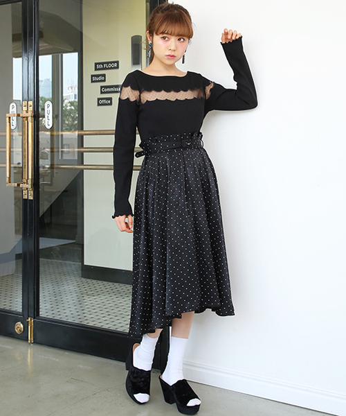 one after another NICE CLAUP（ワンアフターアナザーナイスクラップ）の「ツヤツヤスカート（スカート・レディース・ピンク/ボルドー/ドット/ベージュ・FREE）」の21枚目の写真