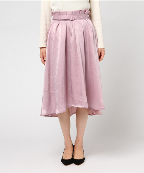 one after another NICE CLAUP（ワンアフターアナザーナイスクラップ）の「ツヤツヤスカート（スカート・レディース・ピンク/ボルドー/ドット/ベージュ・FREE）」の14枚目の写真