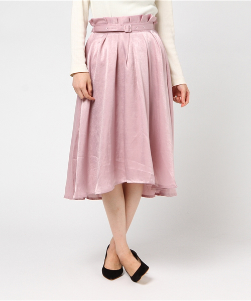 one after another NICE CLAUP（ワンアフターアナザーナイスクラップ）の「ツヤツヤスカート（スカート・レディース・ピンク/ボルドー/ドット/ベージュ・FREE）」の17枚目の写真