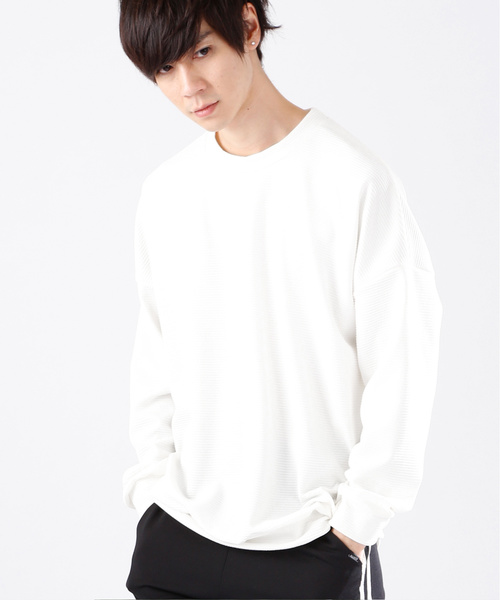 MONO-MART（モノマート）の「ドロップショルダーアスレジャースウェット（スウェット・メンズ・ホワイト/ブラック/ブルー/ワイン/チャコール/イエロー/カーキ/ピンク・FREE）」の2枚目の写真