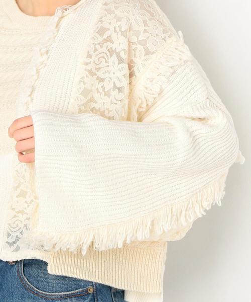 Another Edition（アナザーエディション）の「レース×ケーブル パッチワークプルオーバー（ニット/セーター・レディース・オフホワイト/ライトブルー・FREE）」の8枚目の写真