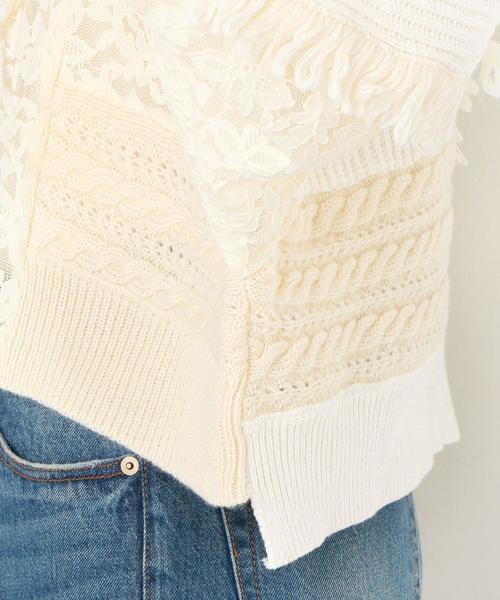 Another Edition（アナザーエディション）の「レース×ケーブル パッチワークプルオーバー（ニット/セーター・レディース・オフホワイト/ライトブルー・FREE）」の9枚目の写真