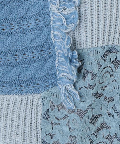 Another Edition（アナザーエディション）の「レース×ケーブル パッチワークプルオーバー（ニット/セーター・レディース・オフホワイト/ライトブルー・FREE）」の12枚目の写真
