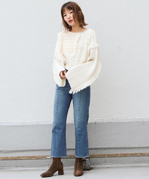 Another Edition（アナザーエディション）の「レース×ケーブル パッチワークプルオーバー（ニット/セーター・レディース・オフホワイト/ライトブルー・FREE）」の14枚目の写真