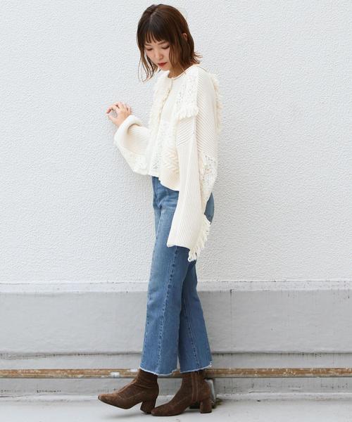 Another Edition（アナザーエディション）の「レース×ケーブル パッチワークプルオーバー（ニット/セーター・レディース・オフホワイト/ライトブルー・FREE）」の16枚目の写真