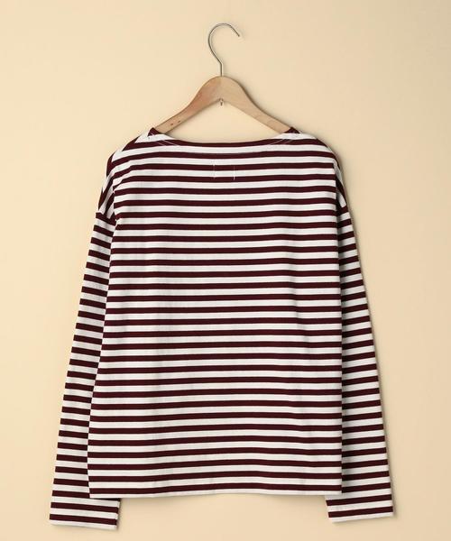 coen（コーエン）の「【WEB限定・新色登場・追加生産決定】天竺ボーダー ボートネックプルオーバー（Tシャツ/カットソー・レディース・ワインレッド/パープル/ブラック/グリーン・MEDIUM/LARGE）」の6枚目の写真
