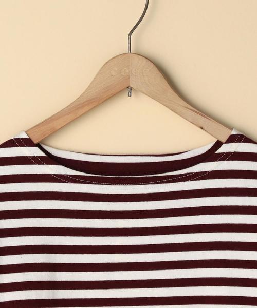 coen（コーエン）の「【WEB限定・新色登場・追加生産決定】天竺ボーダー ボートネックプルオーバー（Tシャツ/カットソー・レディース・ワインレッド/パープル/ブラック/グリーン・MEDIUM/LARGE）」の14枚目の写真