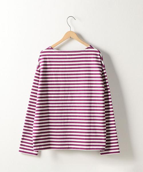 coen（コーエン）の「【WEB限定・新色登場・追加生産決定】天竺ボーダー ボートネックプルオーバー（Tシャツ/カットソー・レディース・ワインレッド/パープル/ブラック/グリーン・MEDIUM/LARGE）」の10枚目の写真
