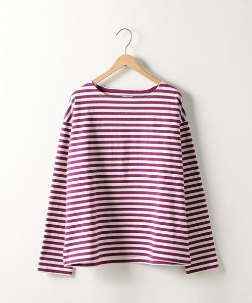 coen（コーエン）の「【WEB限定・新色登場・追加生産決定】天竺ボーダー ボートネックプルオーバー（Tシャツ/カットソー・レディース・ワインレッド/パープル/ブラック/グリーン・MEDIUM/LARGE）」の12枚目の写真