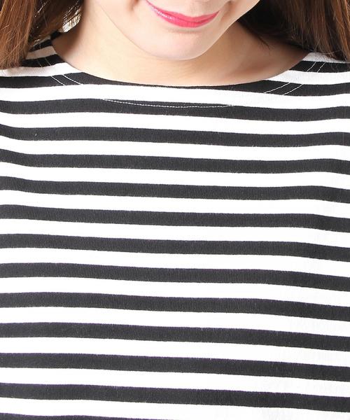 coen（コーエン）の「【WEB限定・新色登場・追加生産決定】天竺ボーダー ボートネックプルオーバー（Tシャツ/カットソー・レディース・ワインレッド/パープル/ブラック/グリーン・MEDIUM/LARGE）」の21枚目の写真