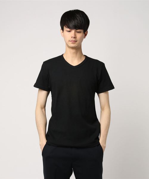 ARCADE（アーケード）の「サーマルTシャツ 半袖 Vネック（Tシャツ/カットソー・メンズ・ネイビー/グレー/ホワイト/ブラック・LL/M/L/S）」の2枚目の写真