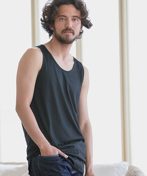 CAMBIO(カンビオ)の「mta374-TR Tenjiku Long Length Round Tank Top タンクトップ(タンクトップ・メンズ・ホワイト/ブラック/ブラック×ホワイト/レッド・M/L)」の3枚目の写真