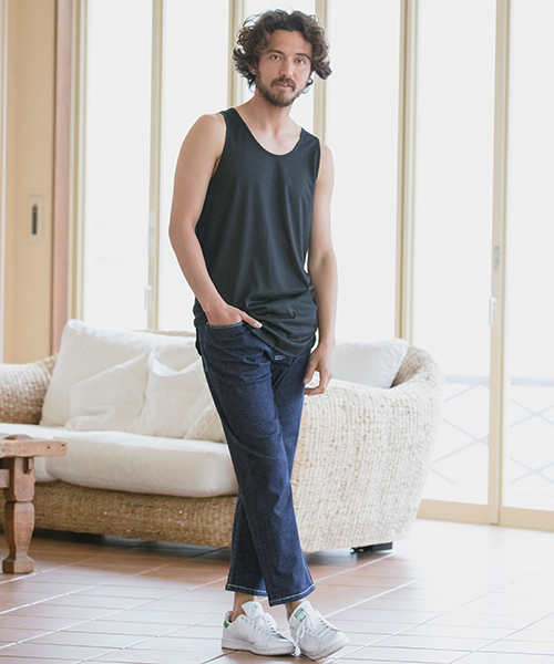 CAMBIO(カンビオ)の「mta374-TR Tenjiku Long Length Round Tank Top タンクトップ(タンクトップ・メンズ・ホワイト/ブラック/ブラック×ホワイト/レッド・M/L)」の19枚目の写真