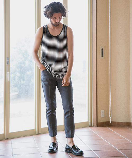 CAMBIO(カンビオ)の「mta374-TR Tenjiku Long Length Round Tank Top タンクトップ(タンクトップ・メンズ・ホワイト/ブラック/ブラック×ホワイト/レッド・M/L)」の5枚目の写真