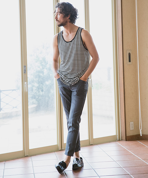 CAMBIO(カンビオ)の「mta374-TR Tenjiku Long Length Round Tank Top タンクトップ(タンクトップ・メンズ・ホワイト/ブラック/ブラック×ホワイト/レッド・M/L)」の7枚目の写真