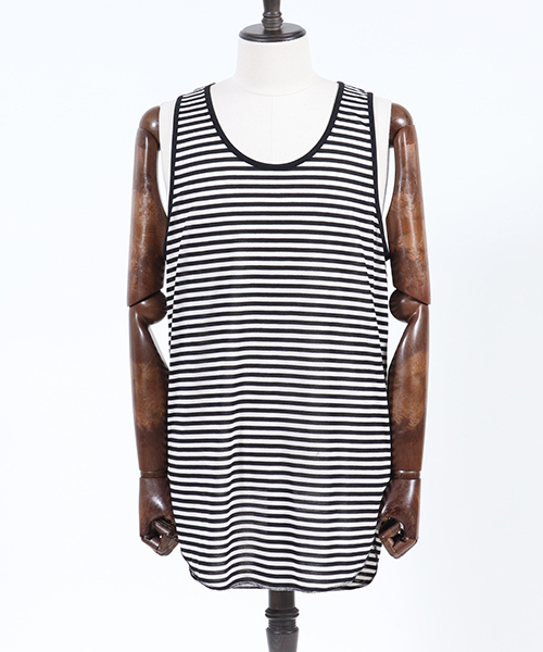 CAMBIO(カンビオ)の「mta374-TR Tenjiku Long Length Round Tank Top タンクトップ(タンクトップ・メンズ・ホワイト/ブラック/ブラック×ホワイト/レッド・M/L)」の15枚目の写真