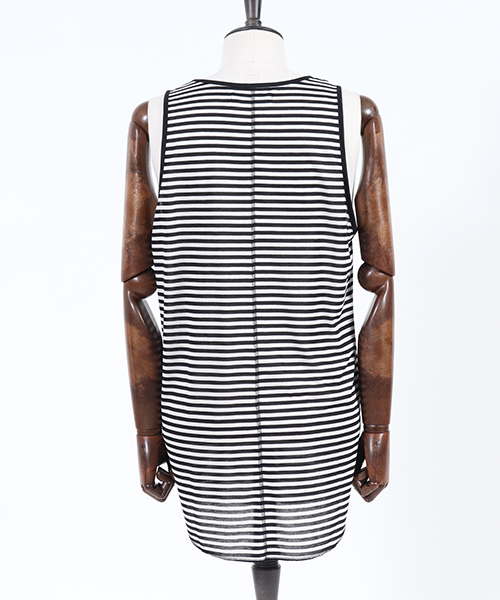 CAMBIO(カンビオ)の「mta374-TR Tenjiku Long Length Round Tank Top タンクトップ(タンクトップ・メンズ・ホワイト/ブラック/ブラック×ホワイト/レッド・M/L)」の10枚目の写真