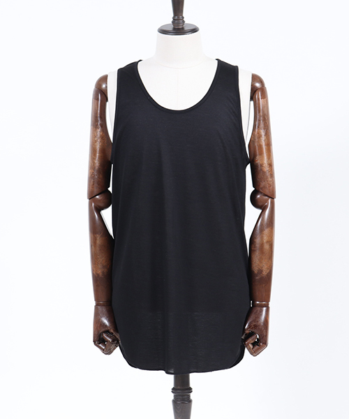 CAMBIO(カンビオ)の「mta374-TR Tenjiku Long Length Round Tank Top タンクトップ(タンクトップ・メンズ・ホワイト/ブラック/ブラック×ホワイト/レッド・M/L)」の6枚目の写真