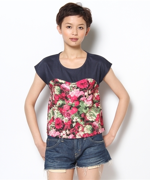 Kastane(カスタネ)の「【Kastane】ビスチェ風tops(Tシャツ/カットソー・レディース・ネイビー/オフホワイト/イエロー・FREE)」の3枚目の写真
