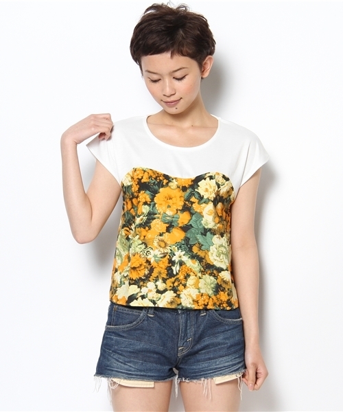 Kastane(カスタネ)の「【Kastane】ビスチェ風tops(Tシャツ/カットソー・レディース・ネイビー/オフホワイト/イエロー・FREE)」の2枚目の写真