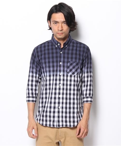 WHO'S WHO gallery（フーズフーギャラリー）の「グラデーション染BD7分シャツ（シャツ/ブラウス・メンズ・レッド/ブルー/ネイビー・MEDIUM/LARGE）」の9枚目の写真