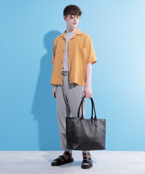 EMMA CLOTHES（エマクローズ）の「シンセティックレザートートバッグ（トートバッグ・メンズ・ブラック/ダークブラウン/ネイビー/ライトブラウン・FREE）」の10枚目の写真