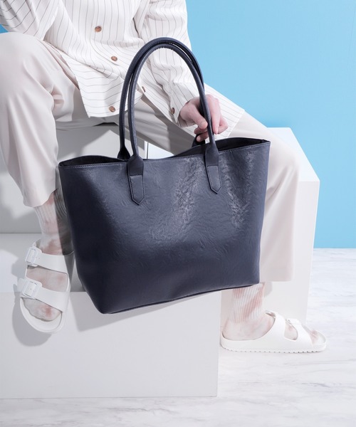 EMMA CLOTHES（エマクローズ）の「シンセティックレザートートバッグ（トートバッグ・メンズ・ブラック/ダークブラウン/ネイビー/ライトブラウン・FREE）」の14枚目の写真