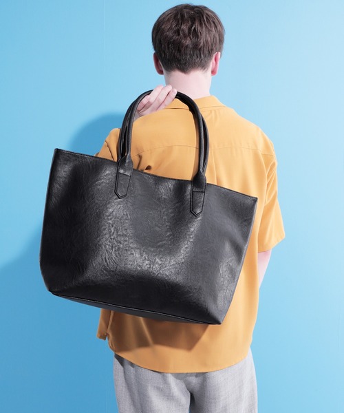 EMMA CLOTHES（エマクローズ）の「シンセティックレザートートバッグ（トートバッグ・メンズ・ブラック/ダークブラウン/ネイビー/ライトブラウン・FREE）」の12枚目の写真