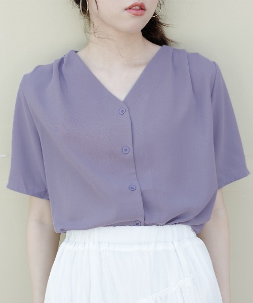 Futier land(フューティアランド)の「ショルダータックVネックノーカラーブラウス(シャツ/ブラウス・レディース・ホワイト/ブラック/モカ/ミント/ブラック系その他/ブルー系その他/ブラック系その他2/ブラウン系その他2/グリーン系その他2/アイボリー/ブルーグレー/ピンク/ホワイト系その他2/ピンク系その他/グレー系その他/パープル系その他/ボルドー/ブラック系その他3/ライトグレー/パープル系その他3/パープル系その他4/ピンク系その他2/ブラウン系その他3/グレー系その他2/ブラウン系その他/ホワイト系その他/ライトブルー・FREE/フリー)」の21枚目の写真