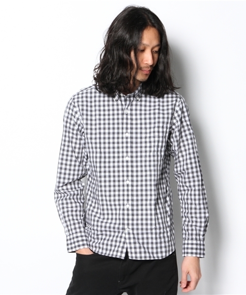 green label relaxing（グリーンレーベルリラクシング）の「□70/-POPLIN ギンガムチェック SBD シャツ ◆（シャツ/ブラウス・メンズ・グレー/ライトピンク/ネイビー/ライム・LARGE/SMALL/MEDIUM/X-LARGE）」の2枚目の写真