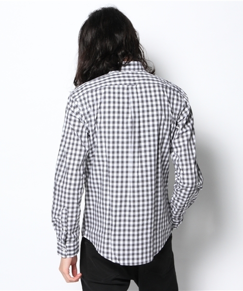 green label relaxing（グリーンレーベルリラクシング）の「□70/-POPLIN ギンガムチェック SBD シャツ ◆（シャツ/ブラウス・メンズ・グレー/ライトピンク/ネイビー/ライム・LARGE/SMALL/MEDIUM/X-LARGE）」の8枚目の写真
