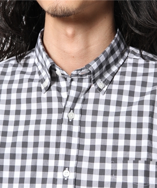 green label relaxing（グリーンレーベルリラクシング）の「□70/-POPLIN ギンガムチェック SBD シャツ ◆（シャツ/ブラウス・メンズ・グレー/ライトピンク/ネイビー/ライム・LARGE/SMALL/MEDIUM/X-LARGE）」の9枚目の写真