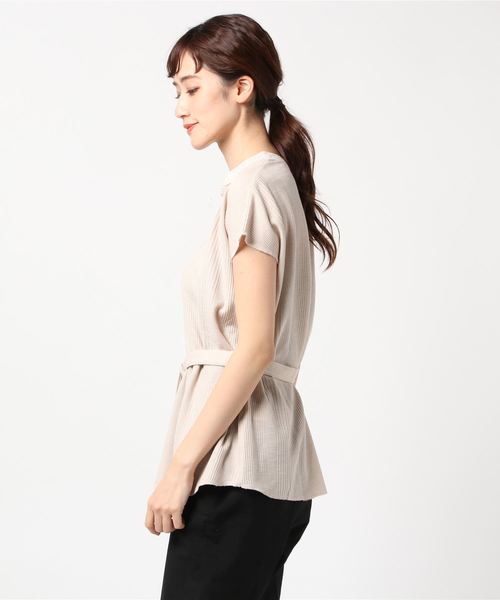 cepo(セポ)の「キーネックベルトツキTシャツ(Tシャツ/カットソー・レディース・ブラック/オフホワイト/ピンク/ベージュ・M)」の5枚目の写真